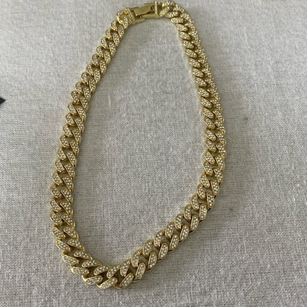 Men gold necklace, short, $150
